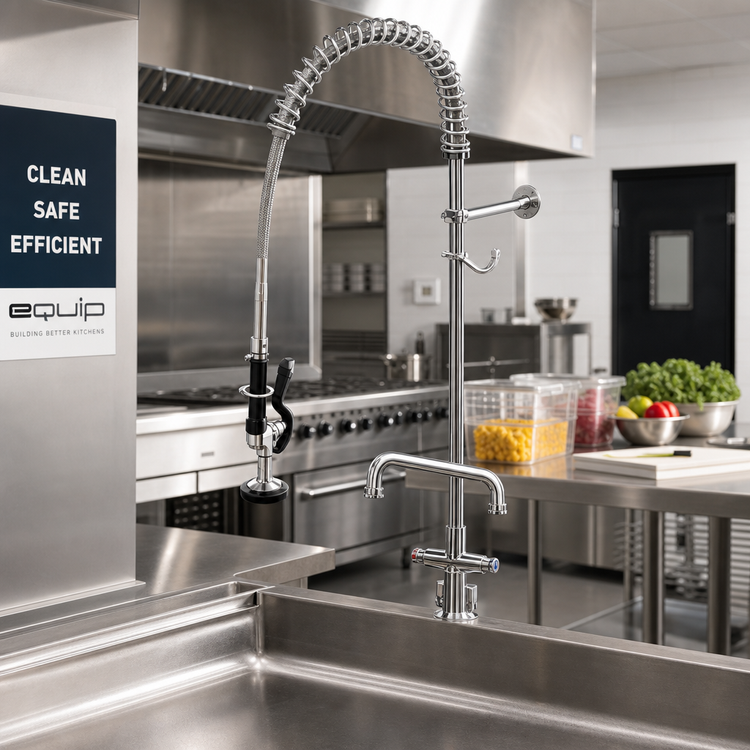 Product image #2 for Equip Commercial Pre-Rinse Unit with 6-1/8-Inch Add-On Faucet and Swing Nozzle, Deck Mount