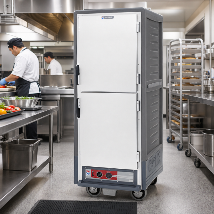 Product image #2 for Metro C5 3 Series Gray Insulation Armour Full Height Mobile Heated Holding and Proofing Cabinet with Dutch Solid Doors