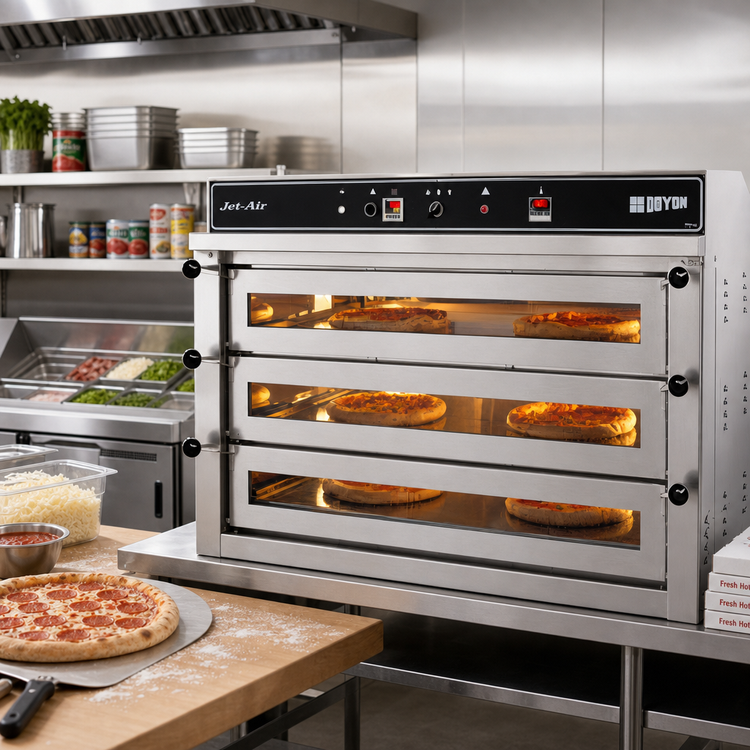 Product image #2 for Jet-Air Countertop Gas 3-Deck Pizza Oven with Full-View Glass Doors, 6 x 18-Inch Pizza Capacity