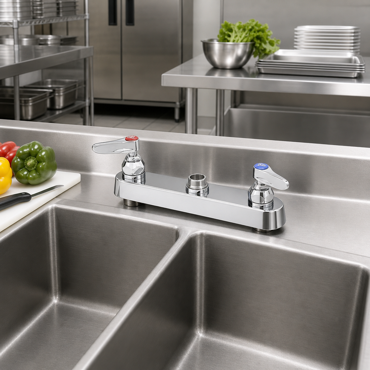 Product image #2 for T&S Brass B-1120-CR-LN 8-Inch Center Deck Mount Workboard Faucet, Less Nozzle