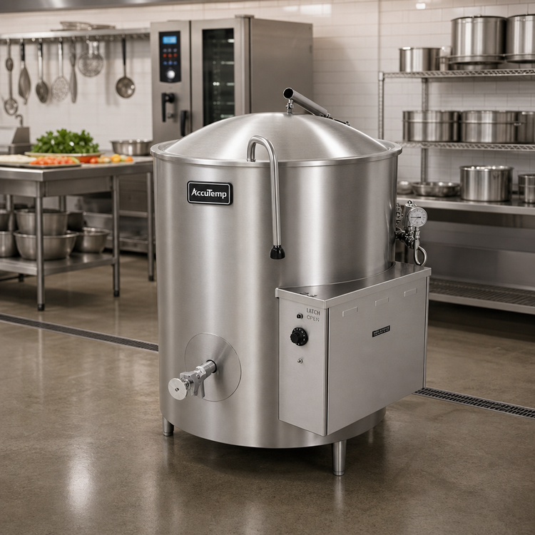 Product image #2 for AccuTemp Edge Series 80 Gallon Electric Stationary Steam Kettle, 2/3 Jacket, Floor Model