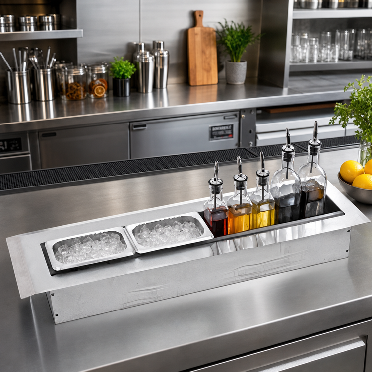 Product image #2 for Glastender Drop-In Stainless Steel Mixology Well for Ice-Chilled Storage, 36 Inch Wide