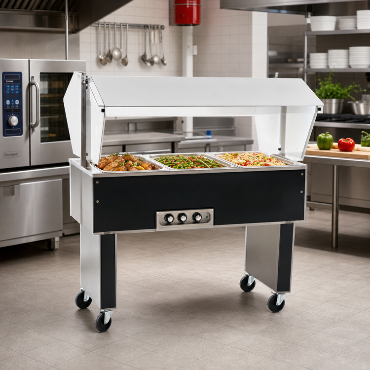 Product image #2 for Eagle Service Mate Deluxe Portable Buffet Hot Food Table, 3-Well, 48-Inch, 240V