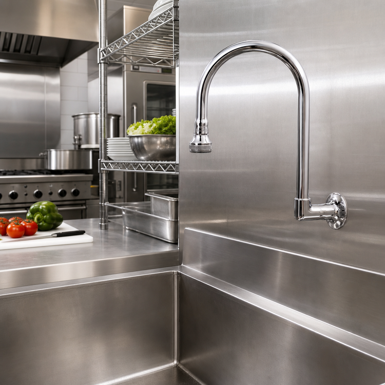 Product image #2 for T&S Brass B-0535 Wall-Mounted Rigid Gooseneck Spout with Rose Spray