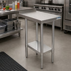 Thumbnail image #2 for BK Resources VFTS-1830 18 x 30 Inch Stainless Steel Filler Table with 18-Gauge T-430 Top, 1-1/2-Inch Riser and Adjustable Undershelf