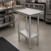 Thumbnail image #2 for BK Resources 18 Inch x 30 Inch T-430 Stainless Steel Filler Table with 1-1/2 Inch Rear Riser and Adjustable Undershelf