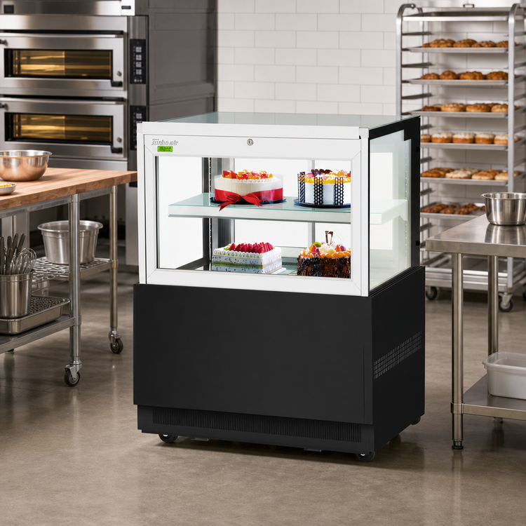 Product image #3 for Turbo Air 35-3/8-Inch Refrigerated Bakery Display Case, 9 Cu. Ft., Self-Contained, Full-Service, White/Black Powder-Coated