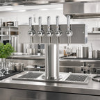 Thumbnail image #2 for Micro Matic USA T Style DS-355-PSS-W Countertop Air-Cooled Wine Font, Single Column, 5 Polished 304 Stainless Steel Side-Pull Faucets