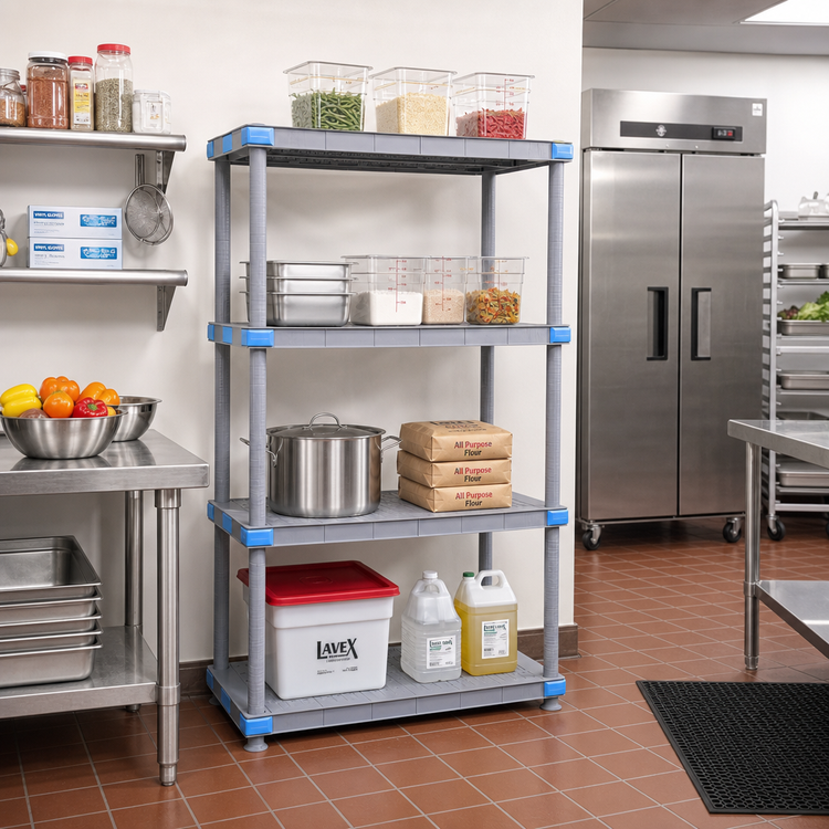 Product image #2 for Millenia 30 x 21 x 50 Inch 4-Shelf Solid Polymer Starter Shelving Unit, Gray