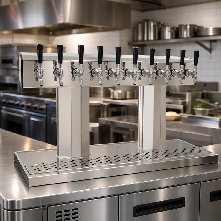 Product image #2 for Glastender Tee Draft Dispensing Tower with 10 Stainless Steel Faucets, Countertop, Glycol-Cooled