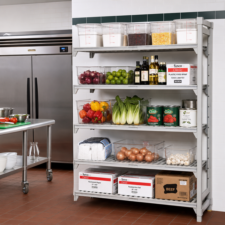 Product image #3 for Cambro Camshelving® Premium 5-Shelf Vented Add-On Unit — 24" D x 72" L x 72" H (Speckled Gray)