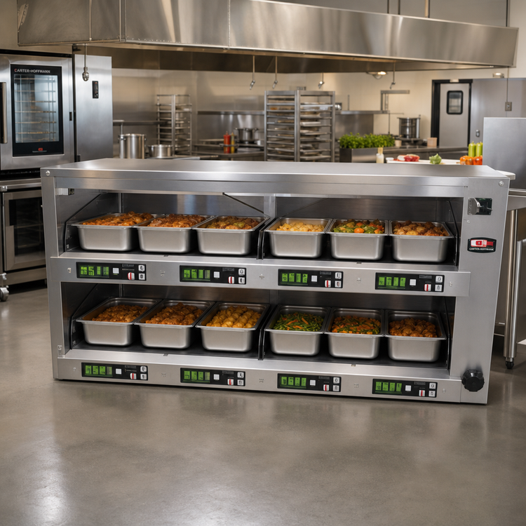 Product image #2 for Carter-Hoffmann Pass-Through Modular Holding Cabinet Hot Well with Individual Top & Bottom Heat, 8-Pan Capacity