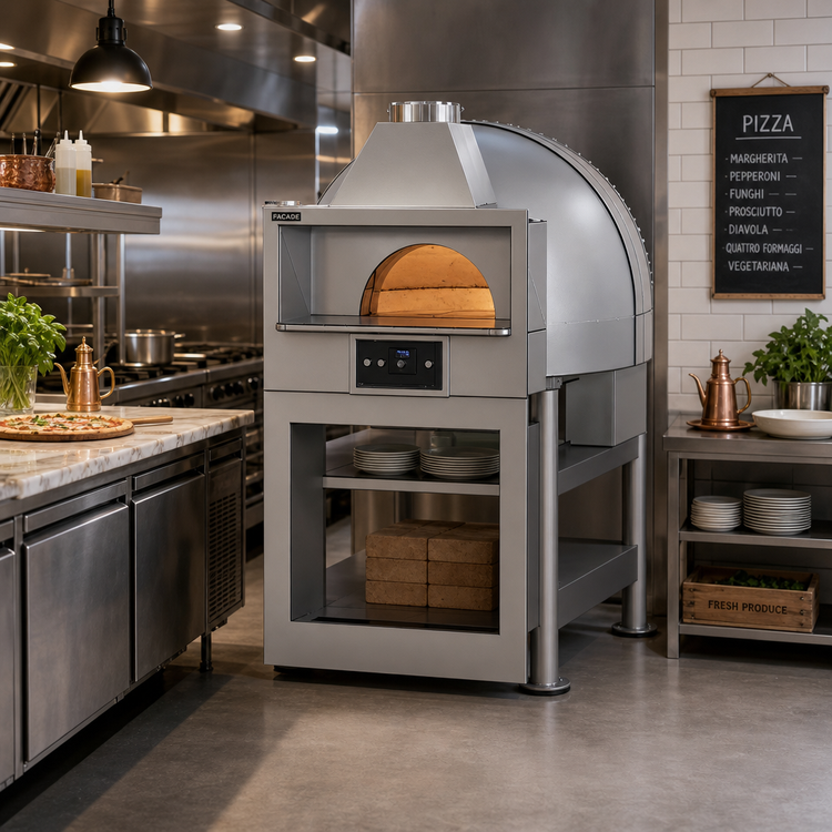 Product image #2 for Facade EF150G Enclosed Round Gas-Fired Brick Deck Pizza Oven with Stand