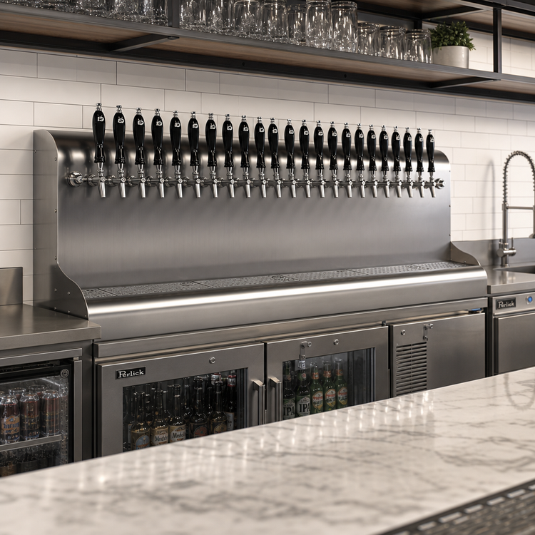 Product image #2 for Perlick Modular Wall-Mount Air-Cooled 23-Faucet Draft Beer Dispensing Tower, 69 Inch Wide