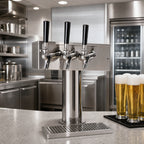 Thumbnail image #2 for Micro Matic USA T Style D7743PSSKR Countertop Glycol-Cooled T-Style Draft Beer Tower, 3-Faucet, Polished Stainless Steel