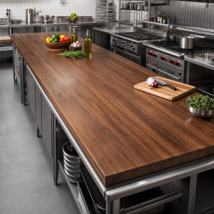 Product image #2 for Boos Block Full-Length Edge Grain American Black Walnut Kitchen Countertop, 120 x 27 x 1-1/2 Inch, Varnique Finish