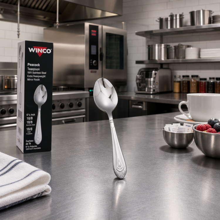 Product image #3 for Winco Peacock 6-1/8-Inch Teaspoon, 18/8 Stainless Steel, Extra Heavyweight, Mirror Finish