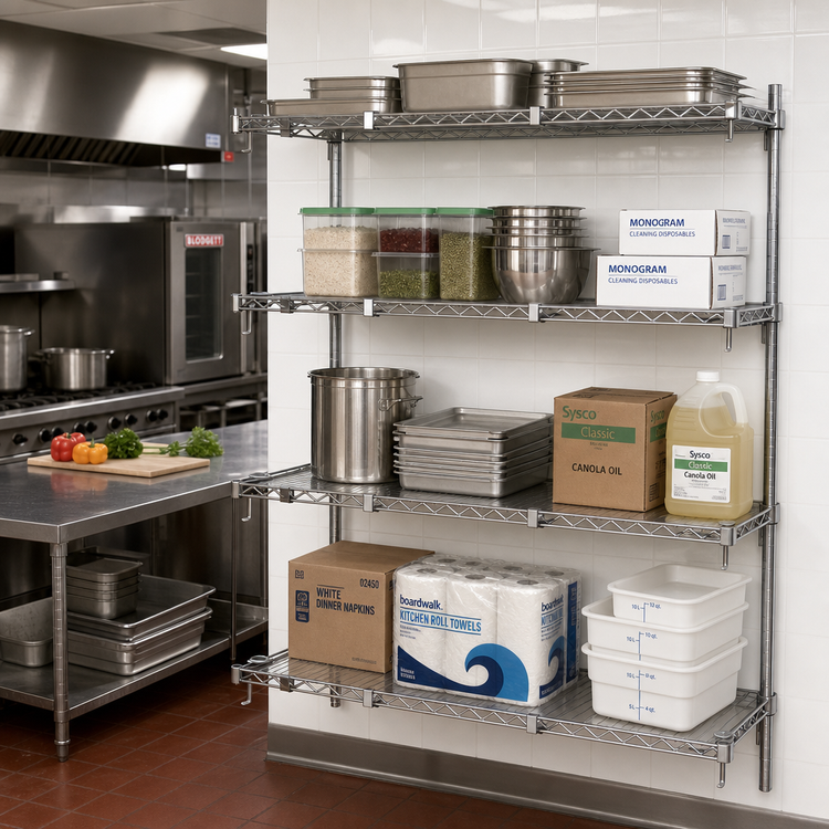 Product image #2 for Metro Super Erecta Super Adjustable Chrome-Plated Add-On Wire Shelving Unit, 60W x 21D x 63H, 4 Shelves