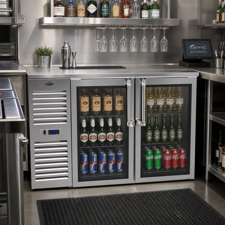 Product image #2 for Krowne NS52 52-Inch Two-Section Narrow Door Back Bar Storage Cabinet with Side-Mounted Self-Contained Refrigeration