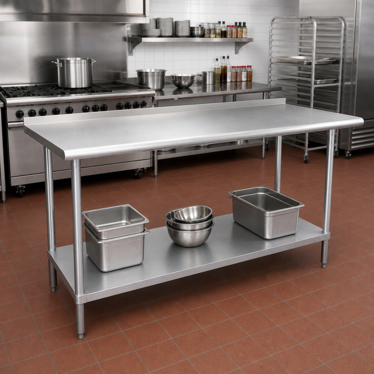 Product image #2 for Advance Tabco FMG-3610 Stainless Steel Work Table with Galvanized Legs and Adjustable Undershelf, 120 x 36 Inches