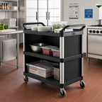 Thumbnail image #2 for Rubbermaid Commercial Products Xtra FG409300BLA 3-Shelf Enclosed Utility Bus Cart, Black, 300 lb. Capacity