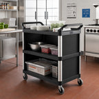 Thumbnail image #2 for Rubbermaid Xtra FG409300BLA 3-Shelf Enclosed Utility Bus Cart, Black, 300 lb. Capacity