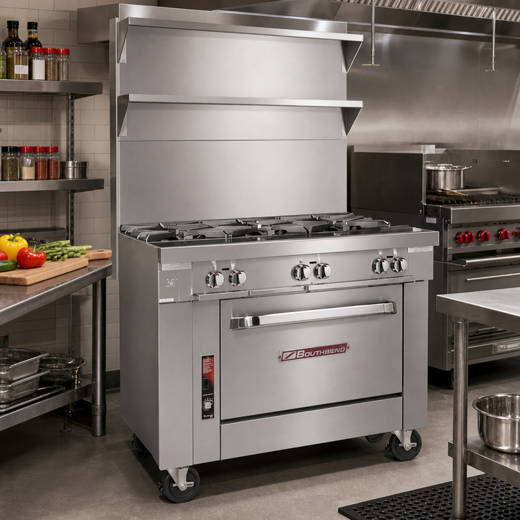 Product image #2 for Southbend Platinum 48-Inch Heavy Duty Commercial Gas Range with 8 Open Burners, Standard Oven Base, and 12-Inch Cabinet