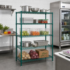 Thumbnail image #2 for Quantum WR54-3648P-5 48"W x 36"D x 54"H Stationary Wire Shelving Starter Kit, 5 Shelves, Green Epoxy Antimicrobial Finish