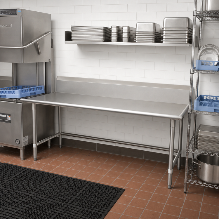 Product image #2 for John Boos Pro-Bowl 120-Inch Right-to-Left Clean Straight Dishtable with 10-Inch Backsplash