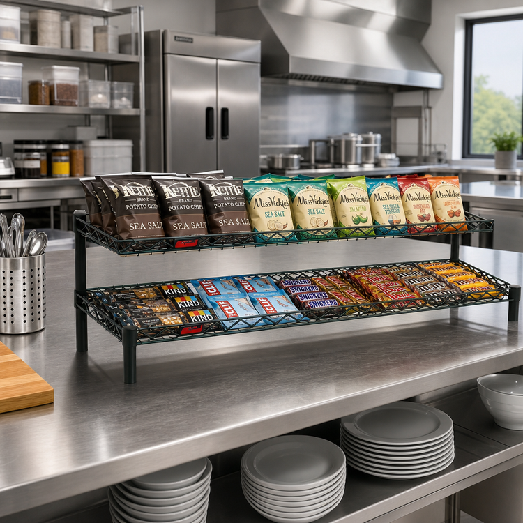 Product image #2 for 2-Tier Front Case Merchandise Cantilever Shelving Unit, 42W x 14D x 14H