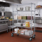 Thumbnail image #2 for Quantum M2448C47 48-Inch W x 24-Inch D x 80-Inch H Chrome-Plated Mobile Wire Shelving Cart, 4 Shelves, 2 Braking Casters