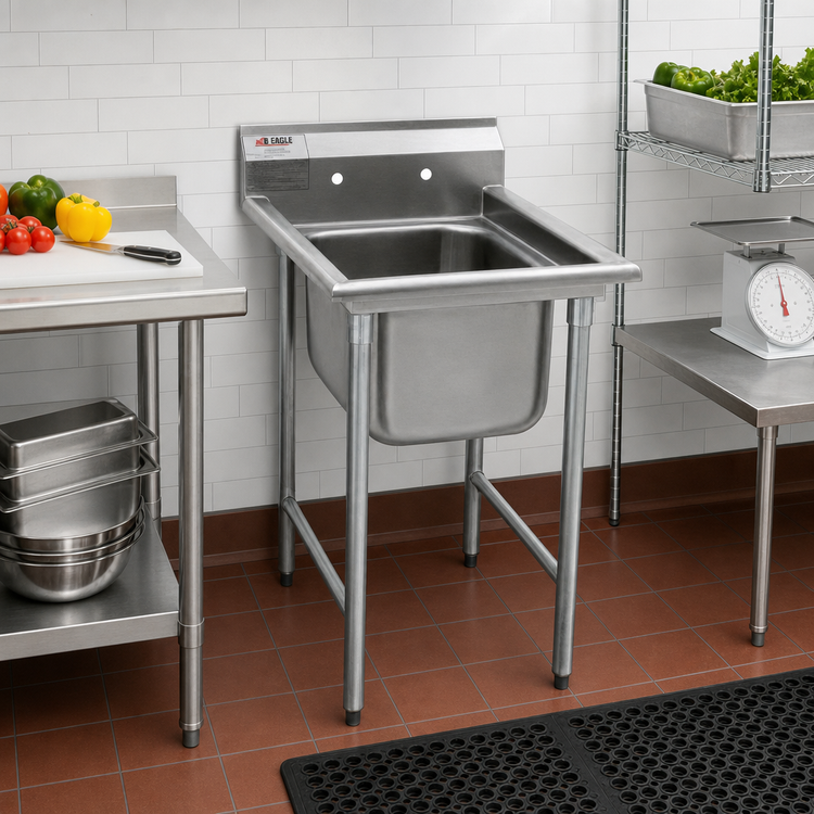 Product image #2 for Eagle Group 414 Series Single Compartment Commercial Sink with 430 Stainless Steel Top and 304 Stainless Steel Bowl