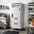 Thumbnail image #2 for Everest Refrigeration ESR1D2 23 Cu. Ft. One-Section Half-Door-and-Drawer Combo Reach-In Refrigerator, Stainless Steel, Top-Mounted