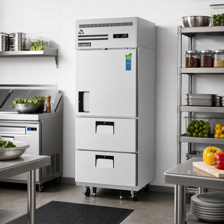 Product image #2 for Everest Refrigeration One-Section Door and Drawer Combo Reach-In Refrigerator, 23 Cu. Ft., 29-1/4 Inches Wide