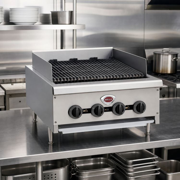 Product image #2 for Wells HDCB-2430G 24-Inch Countertop Natural Gas Charbroiler with Manual Controls, 80,000 BTU