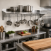 Thumbnail image #2 for John Boos Stallion 132-Inch Wall-Mounted Stainless Steel Pot Rack Shelf with 11 Hooks
