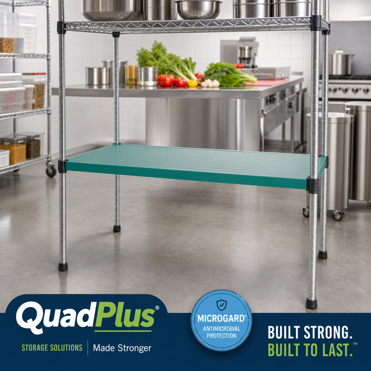 Product image #2 for QuadPlus 48" x 18" Solid Green Polymer Shelf Mat with Wire Quad-Adjust Frame and MICROGARD Antimicrobial Protection