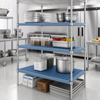 Thumbnail image #2 for Eagle Group QuadPlus QPF-1854V-BS 54 x 18 Inch Solid Blue Polymer Shelf Mat with Wire Frame, Gray Epoxy Finish Case of 2