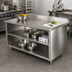 Thumbnail image #2 for Advance Tabco Special Value Series Economy Open Base Work Table with 5-Inch Backsplash and Mid-Shelf, 48 x 30 Inches