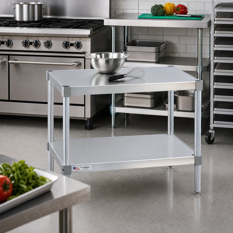 Product image #2 for New Age Stationary Aluminum Equipment Stand with 2 Adjustable Solid Shelves