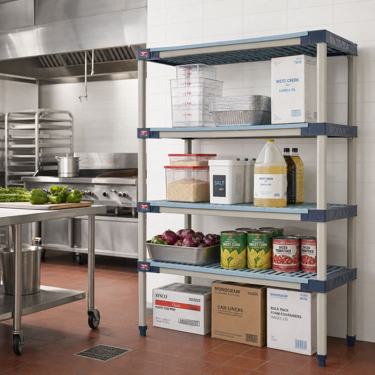 Product image #2 for MetroMax 4 60-Inch W x 24-Inch D x 74-Inch H Blue Add-On Polymer Shelving Unit