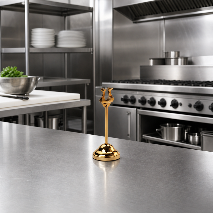Product image #3 for American Metalcraft Gold Harp Weighted Tabletop Number Stand, 6-Inch