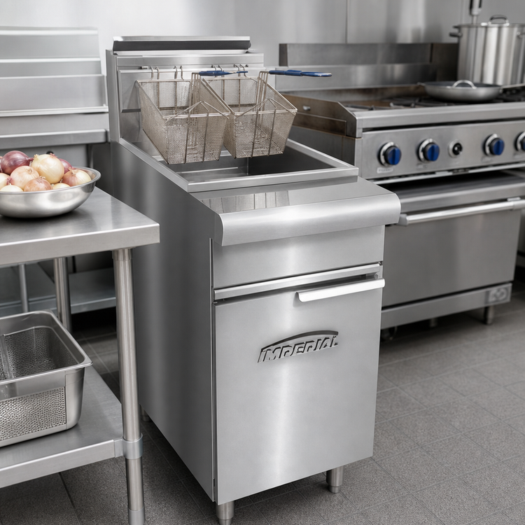 Product image #2 for Imperial Restaurant Series Range Match Gas Floor Fryer, 75 lb. Capacity