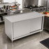 Thumbnail image #2 for John Boos 84 Inch x 36 Inch Stainless Steel Enclosed Work Table with Sliding Doors, 16 Gauge Top, and 1-1/2 Inch Rear Up-Turn