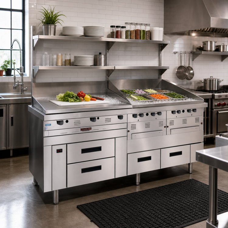 Product image #2 for Arctic Fire 92-Inch Two-Section Self-Contained Refrigerated Drawer Base with 4 Self-Closing Drawers