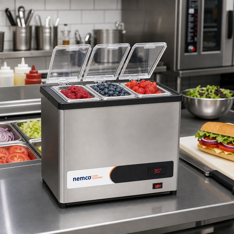 Product image #2 for Nemco 9020-1 Thermoelectric Countertop Cold Condiment Chiller with 1/3 Size Pan and Clear Hinged Lid