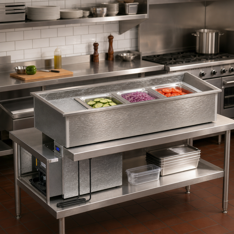 Product image #2 for Randell RCP-3N Narrow Drop-In Refrigerated Cold Pan, 3-Pan Capacity