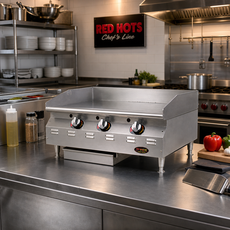 Product image #2 for RedHots Chef's Line Extra-Deep 24-Inch Countertop LP Gas Griddle with Thermostatic Controls