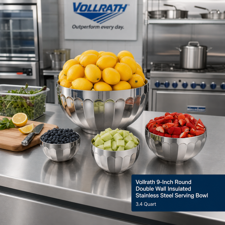 Product image #2 for Vollrath 9-Inch Round Double Wall Insulated Stainless Steel Serving Bowl, 3.4 Quart