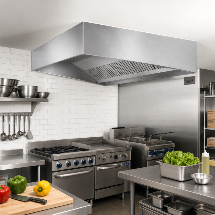 Product image #2 for SpecAir HES96-72 72" Short Front Wall Type Exhaust-Only Commercial Kitchen Hood